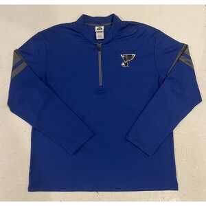 St Louis Blues Pullover Jacket Mens XL Blue NHL Hockey Quarter Zip Performance